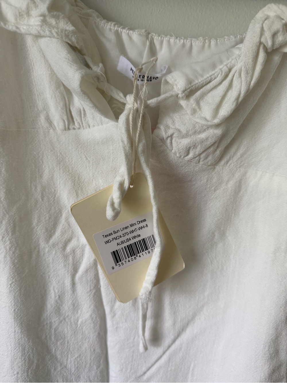 Peppermayo White Ruffle Tie-Front Mini Dress - Picture 3 of 5